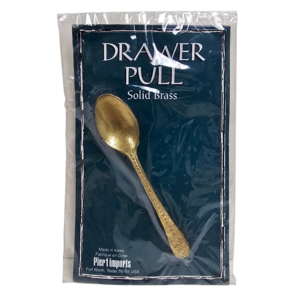 90s - 00s DEADSTOCK! Pier 1 Imports solid brass spoon drawer pull